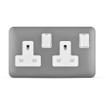 فيش مزدوج 13 أمبير مع مفتاح ثنائي القطب، لون فضي غامق، 7×14 سم، 250 فولت | سبكترا