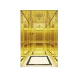 مصعد أشخاص عالي السرعة حمولة 800 كجم، سعة 10 أشخاص، سرعة 2 م/ث، تصميم داخلي بجدران تيتانيوم محفور وأرضية PVC