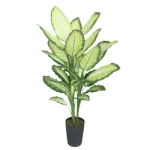 عشب دفنباخيا صناعي ورق مبرقش بارتفاع 130 سم، لون أخضر مع ابيض 