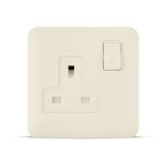 فيش مفرد 13 أمبير مع مفتاح ثنائي القطب، لون بيج، 7×7 سم، 250 فولت | سبكترا