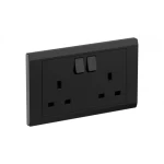 فيش كهرباء بمفتاح 13 امبير مزدوج  ثنائي القطبية، طول 14سم، عرض7 سم، لون اسود، براند أي بي بي