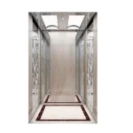 مصعد ركاب عالي السرعة داخلي حمولة 1000 كجم، سعة 13 أشخاص، سرعة 2.5 م/ث، تصميم بجدران رخامية مزخرفة وأرضية PVC