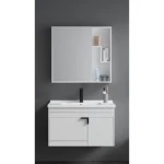 White Wooden Sink with Mirror & Medicine Cabinet, 80 × 46 cm