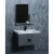 Grey Wood Bathroom Cabinet with Sink, Size 60 cm, Simple Design with Mirror and Medicine Cabinet
