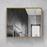 LED Mirror Size 95×70 cm, Wooden Frame black, Rectangular Shape