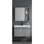 Light Grey Wooden Sink with Mirror & Medicine Cabinet, 60 × 46 cm
