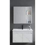 Grey White Wooden Bathroom Vanity with Sink, Mirror & Medicine Cabinet, 80 × 46 cm