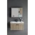 Grey Beige Wood Sink, Width 60 cm, Practical Design with Mirror and Medicine Cabinet