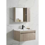 Wood Wood Bathroom Vanity with Sink, Size 80 cm, Unique Design with Mirror and Medicine Cabinet