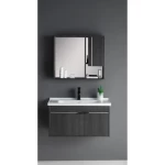 Bathroom Cabinet with Sink, Modern Design, 60 cm, Dark Grey Wood with Mirror and Medicine Cabinet