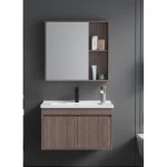 Light Wood Sink Cabinet, Modern Design, Light Wood Color, Width 60 cm, with Mirror and Medicine Cabinet