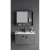 Grey Wood Sink with Cabinet, Modern Design, Width 60 cm, with Mirror and Medicine Cabinet