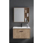 Bathroom Cabinet with Sink, Mirror and Medicine Cabinet, Simple Design, Light Wood, 60 cm